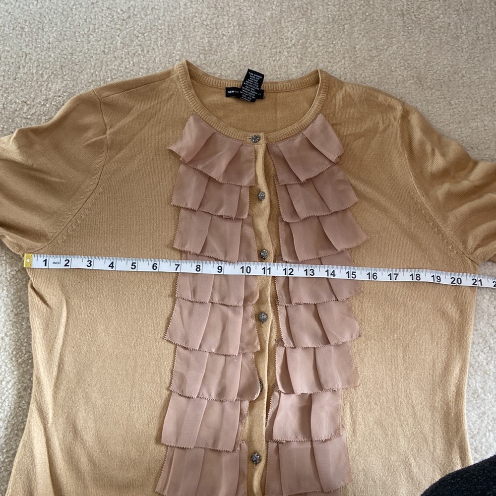 New York & Company Beige Ruffle Cardigan - Picture 7 of 10